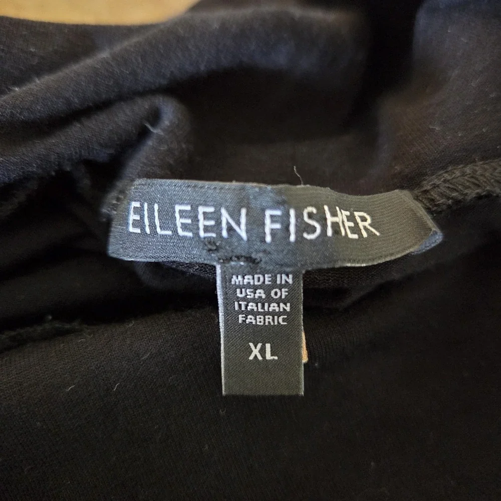 Eileen Fisher sz XL oversized cowl neck‎ black casaul top chic boxy comfort